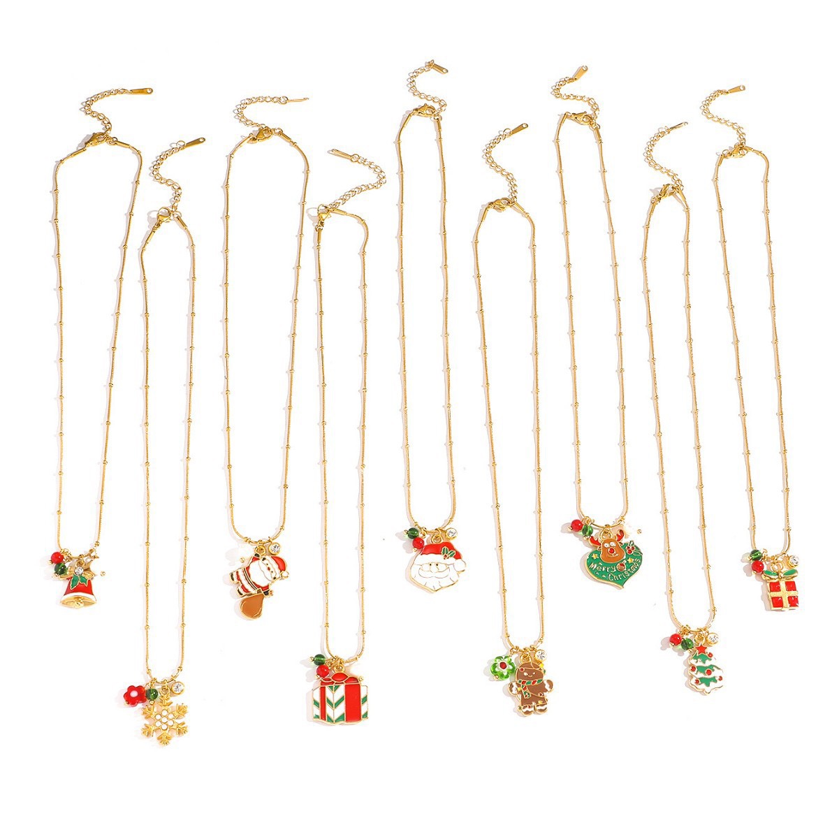 Stainless steel titanium steel Christmas necklace, reindeer snowflake collarbone chain pendant, non fading Christmas gift