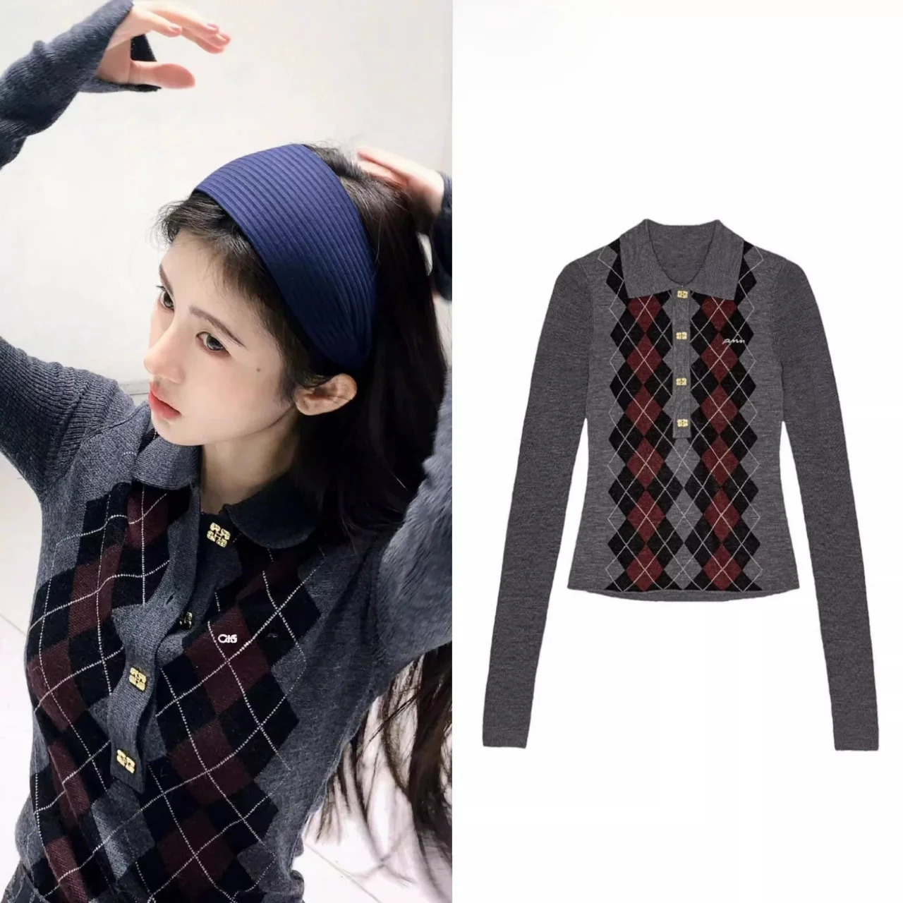 Ji Jing Womens Slim Fit Ne Knitted Base irt Diamond Pattern Autumn Winter Long Sve Commute Sle Faion Top251103