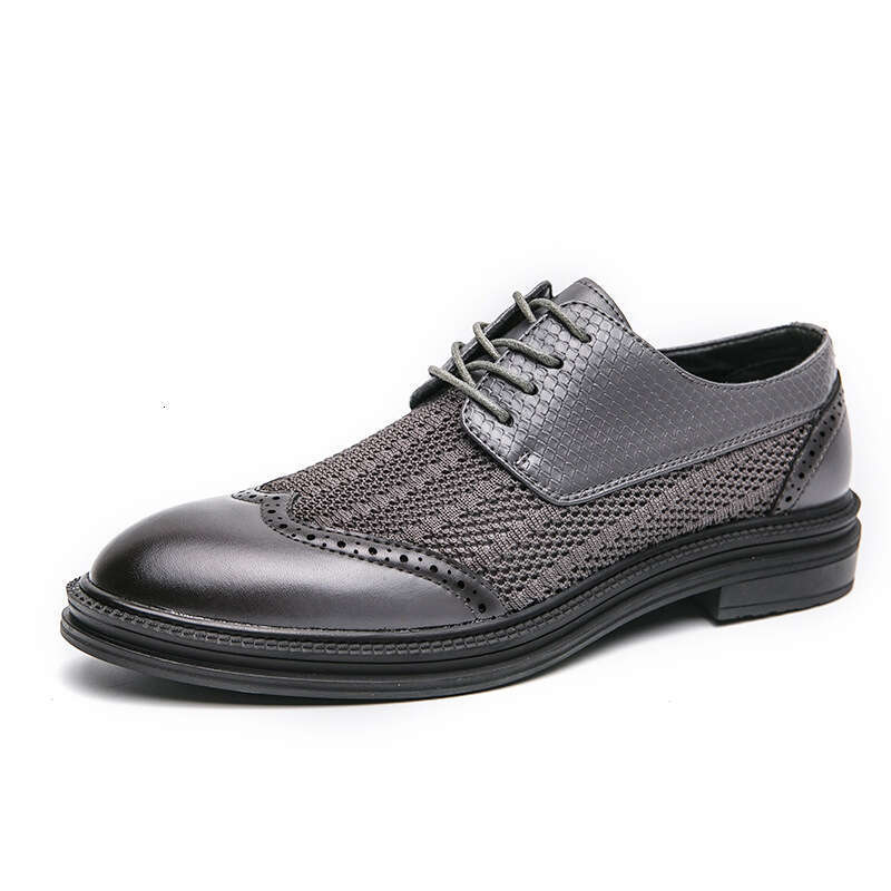 Large size summer new hollowed out fashionable men's block carved British style casual leather shoes