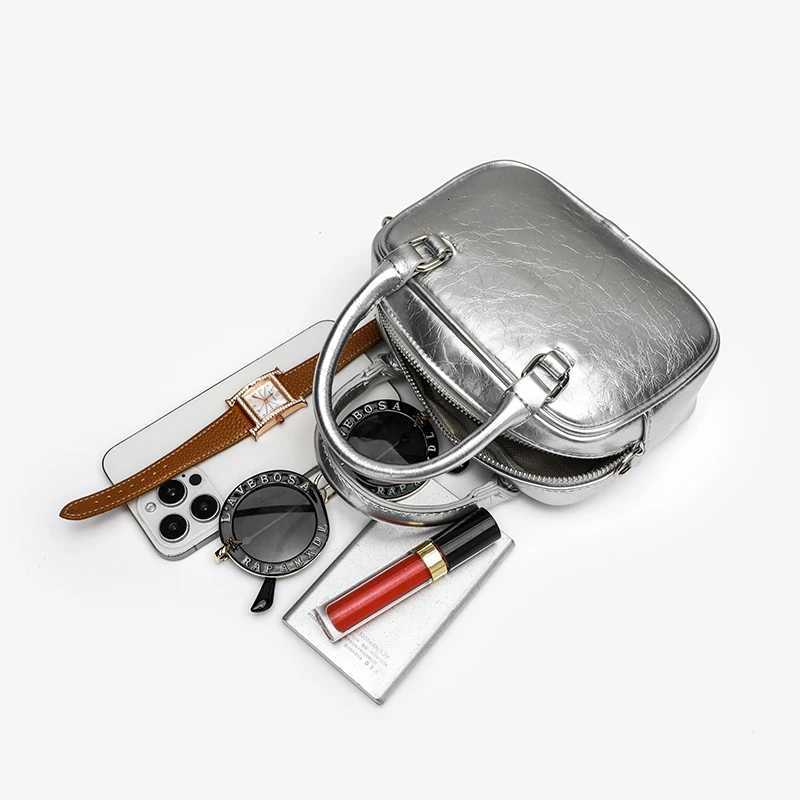 Small Square Bag for Women 2025 Summer Silver Shoulder Bag Versatile Handbag Accessible Luxury Niche Crossbody Bag Box Bag Z251104
