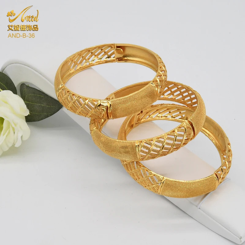 ANIID Dubai Bangles 24K Gold Color African Bracelet For Women Wholesale Alloy Jewellery Wedding Hawaiian Jewelry 251031