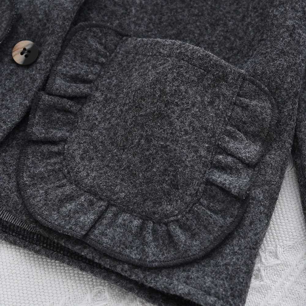 Korean Version Autumn Solid Color Girls Clothes Gray Long Sleeved Pocket JacketShort Skirt 3-7 Years Old Spring Childrens Set Y251105