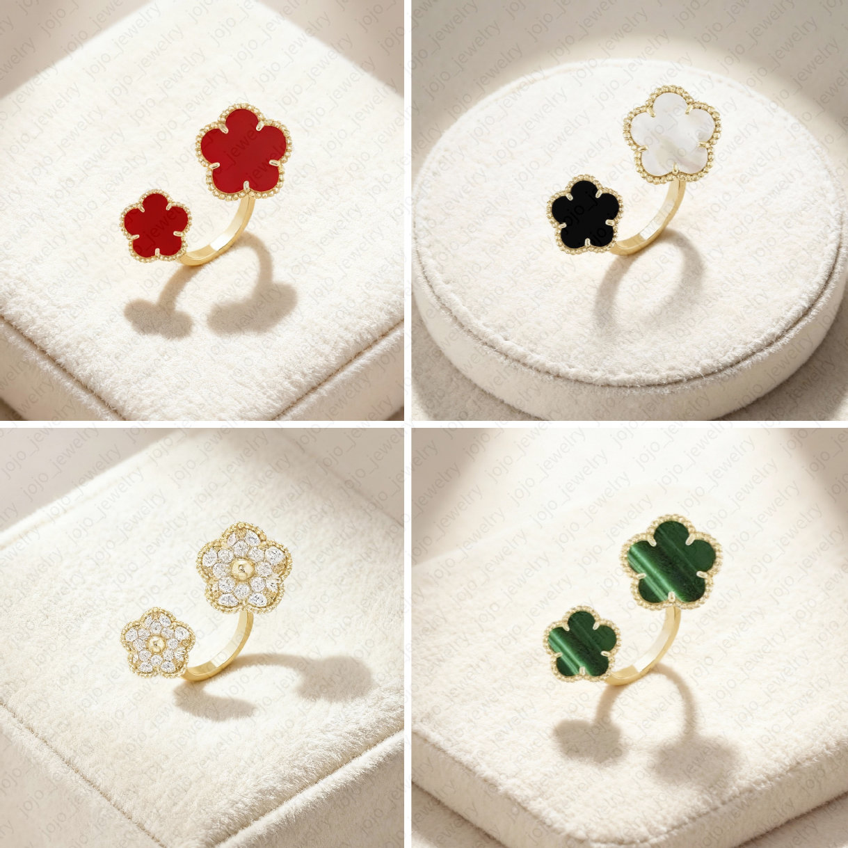 double clover ring luxury designer jewelry wedding ring elegant 15mm two flower rings 925 sterling silver jewelry good lucky ring wide band ring real engagement ring