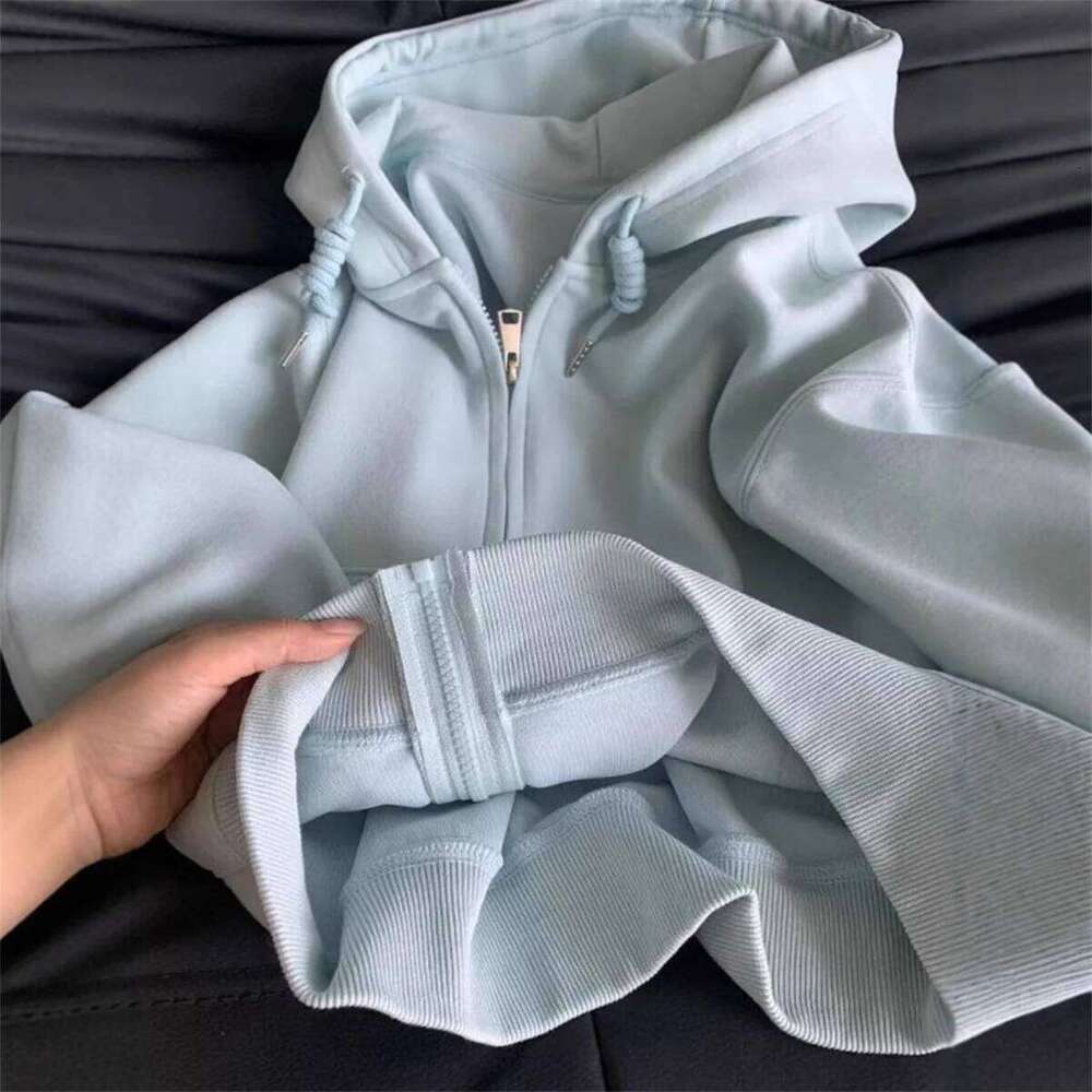 Casual Streetwear Basic Hooded Pockets Sweatshirt Tracksuit Solid Long Sleeve Hoodies Loose Autumn Spring Fashion Female Jacket