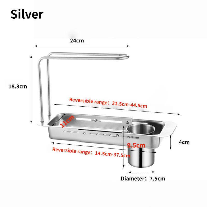 Kitchen Drain Trough Storage Rack For Placing Sponge Detergent And Towel