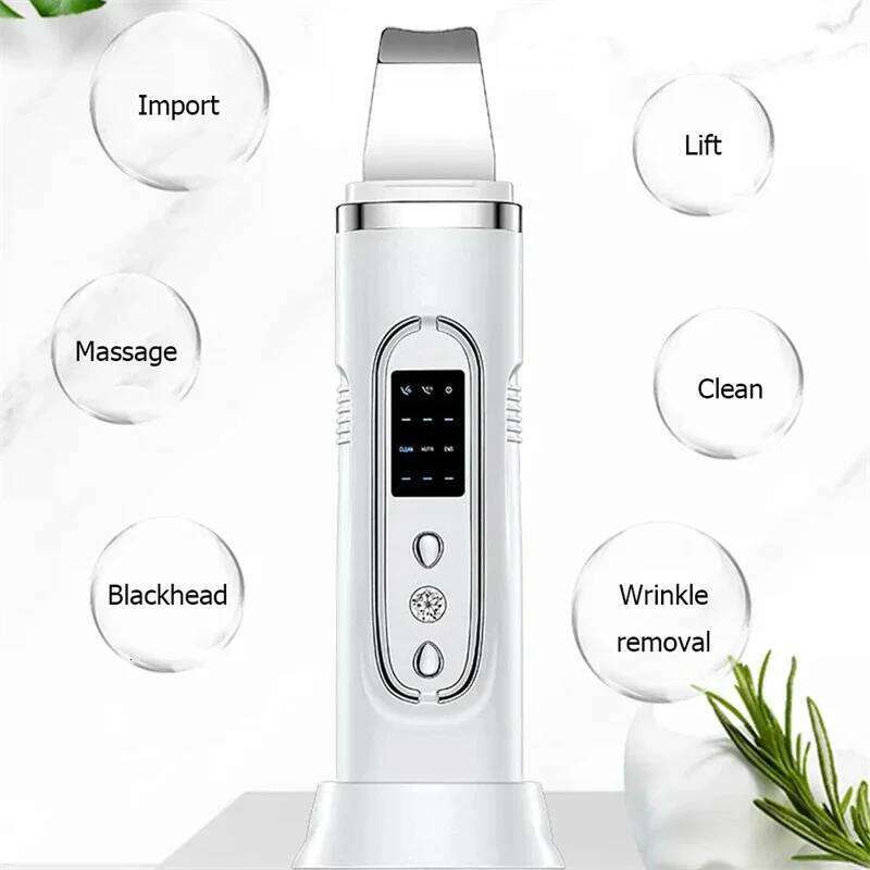 Ultrasonic Facial Spatula Blackhead Remover Deep Pore Cleaner Ion Vibration Acne Treatment Skin Lifting Exfoliation Multifunctio