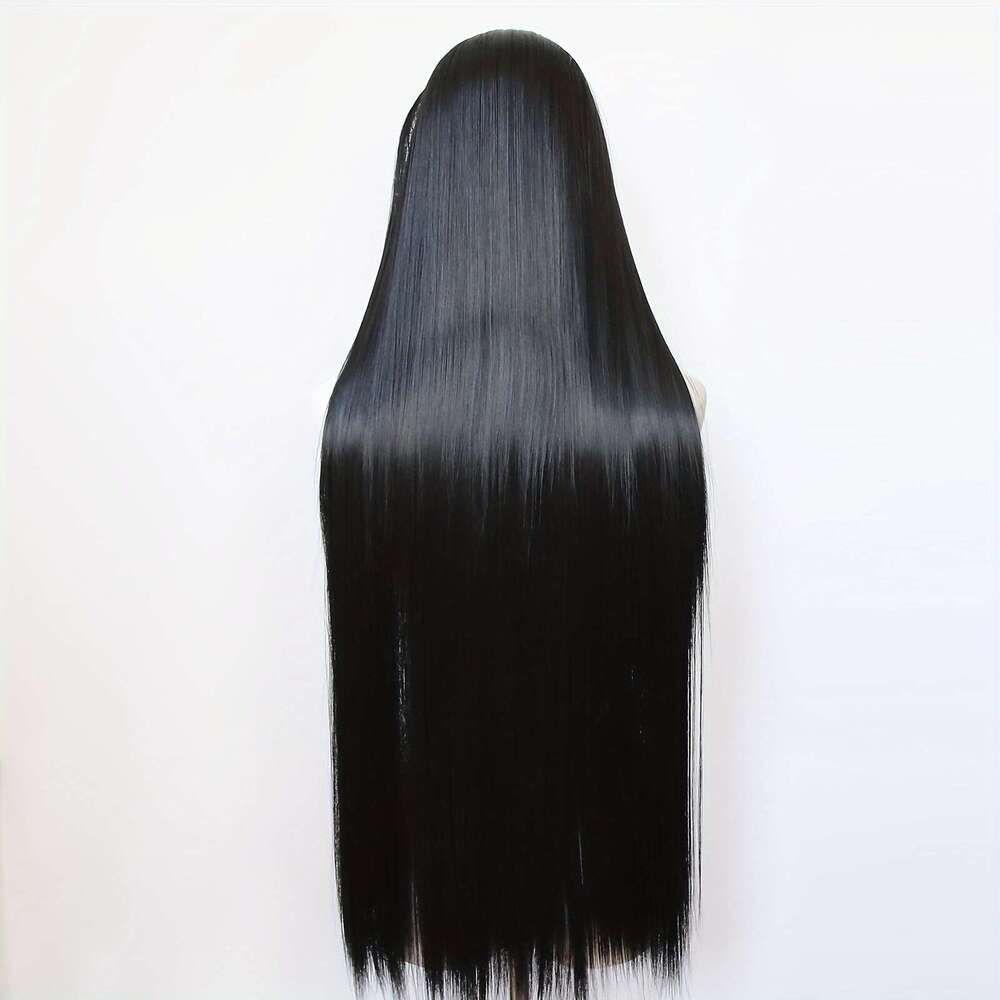 1Pc Unisex-Adult 40 Inch Straight Synthetic Lace Front Wig, Pre Plucked Hairline, Density, Heat Resistant Fiber, Glueless Cosplay Fashion Wig