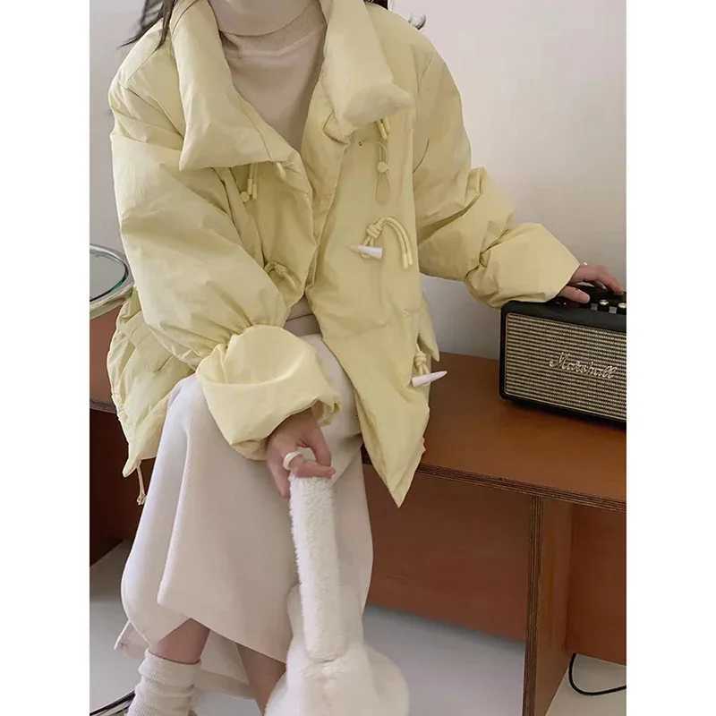 EVNISI Women Thicken Cotton-padded Jacket Casual Loose Warm Cotton Coat Mock Neck Solid Button Women Parkas 2024 Autumn WinterT251105