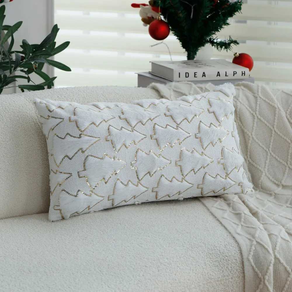 30x50 Christmas Tree Plush Decorative Cushion Cover Sequin Throw Pillow Cover for Living Room Sofa Bedroom Christmas Decoration Y251105