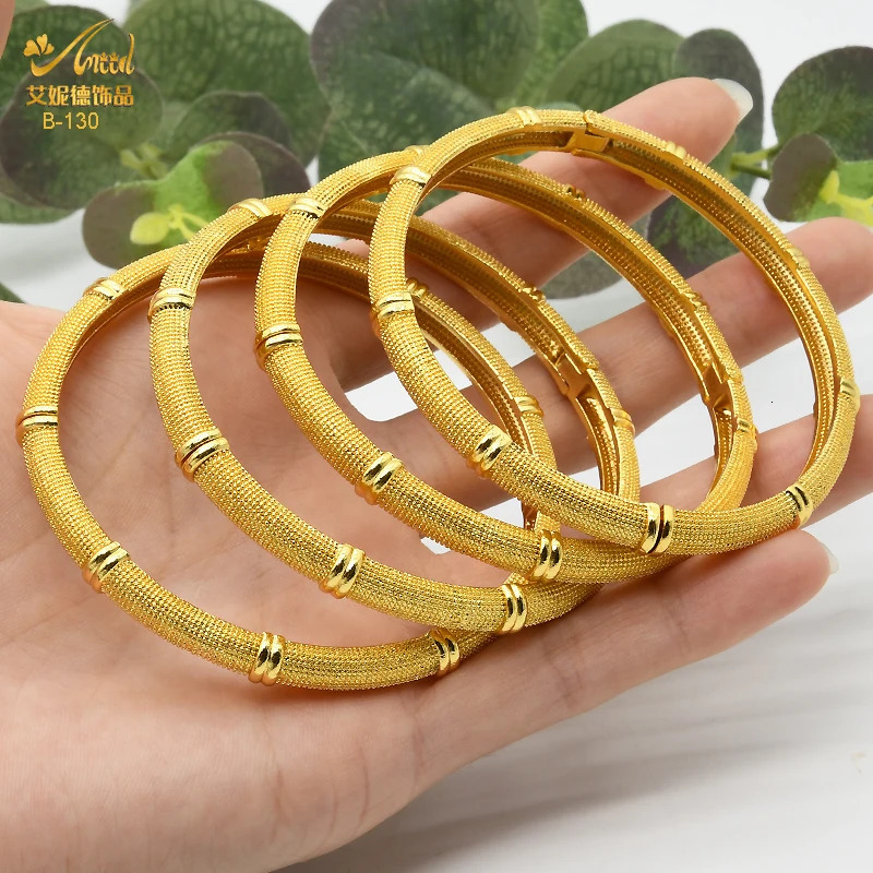 ANIID African Ethiopia Dubai Fashion 24K Gold Color Bangle Jewelry Women Party Bride Wedding Gifts Bracelet Wholesale 251031