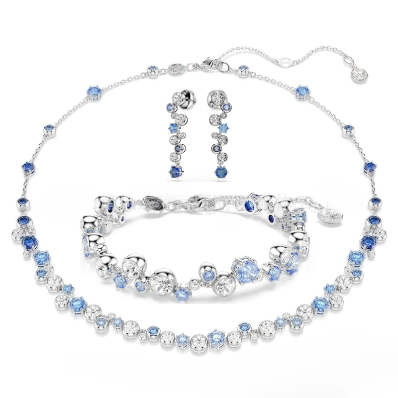 Luxury austria crystal bubble designer pendant necklace choker for womem girls lovely blue green diamond bubble bracelet chokers necklaces earrings jewelry