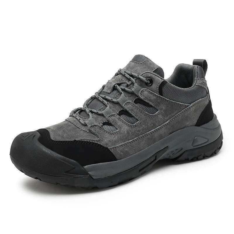 Large solid color low cut sports fashionable lace up casual thick soled hiking shoes, anti slip outdoor men's shoes