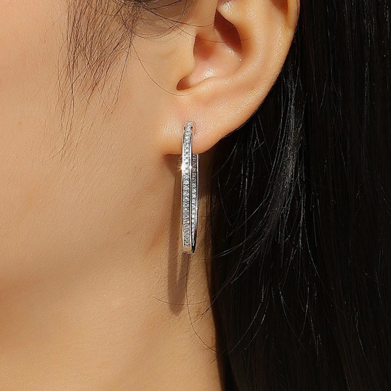Hoop Earrings Diamond Earrings For Women Original 925 Sterling Silver Jewelry Plated Womens Earrings 251131