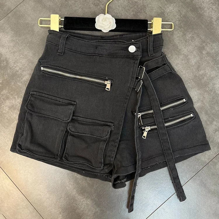 Customized Summer Womens Goods Mini Pencil High Waist Knitted Asymmetric Technology Pocket Retro Midi Elegant 250401