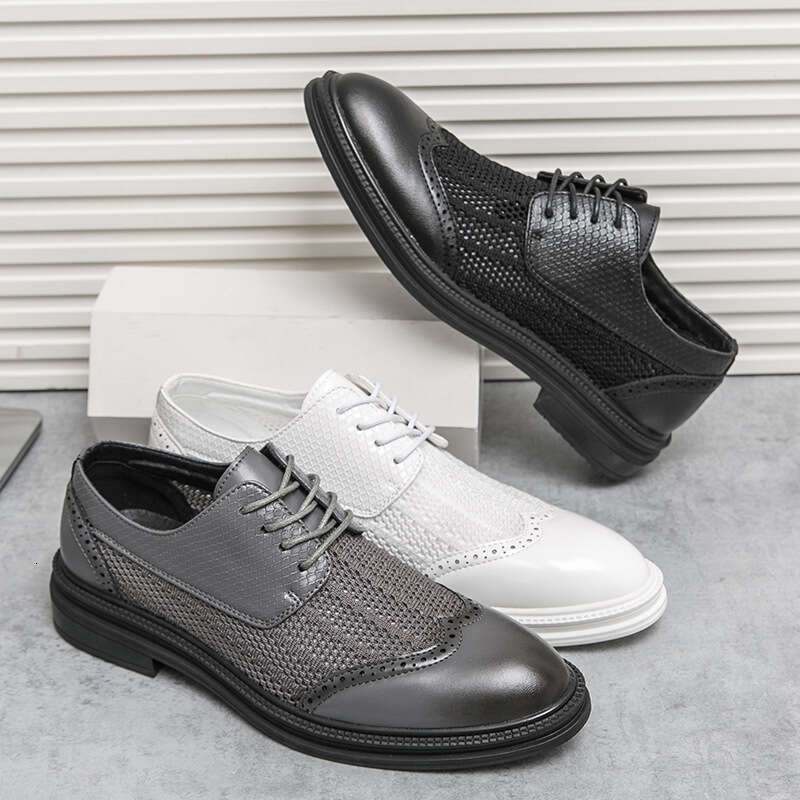 Large size summer new hollowed out fashionable men's block carved British style casual leather shoes
