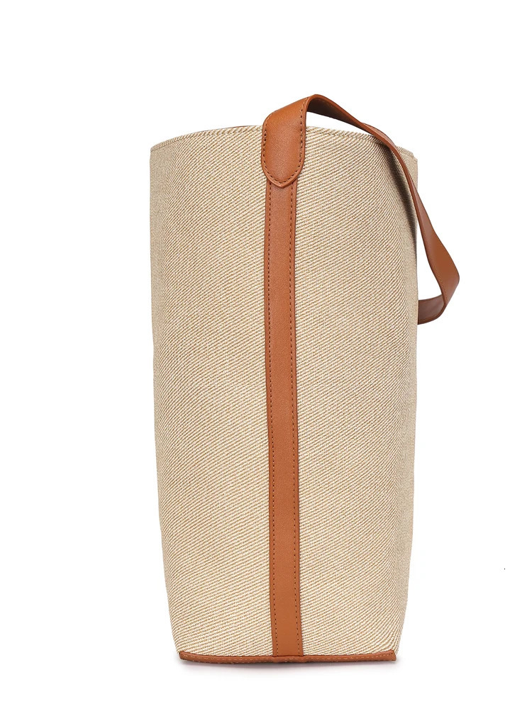 2024 highend lazy style womens bucket bag large capacity contrasting color handbag fashionable and simple shoulder 250401