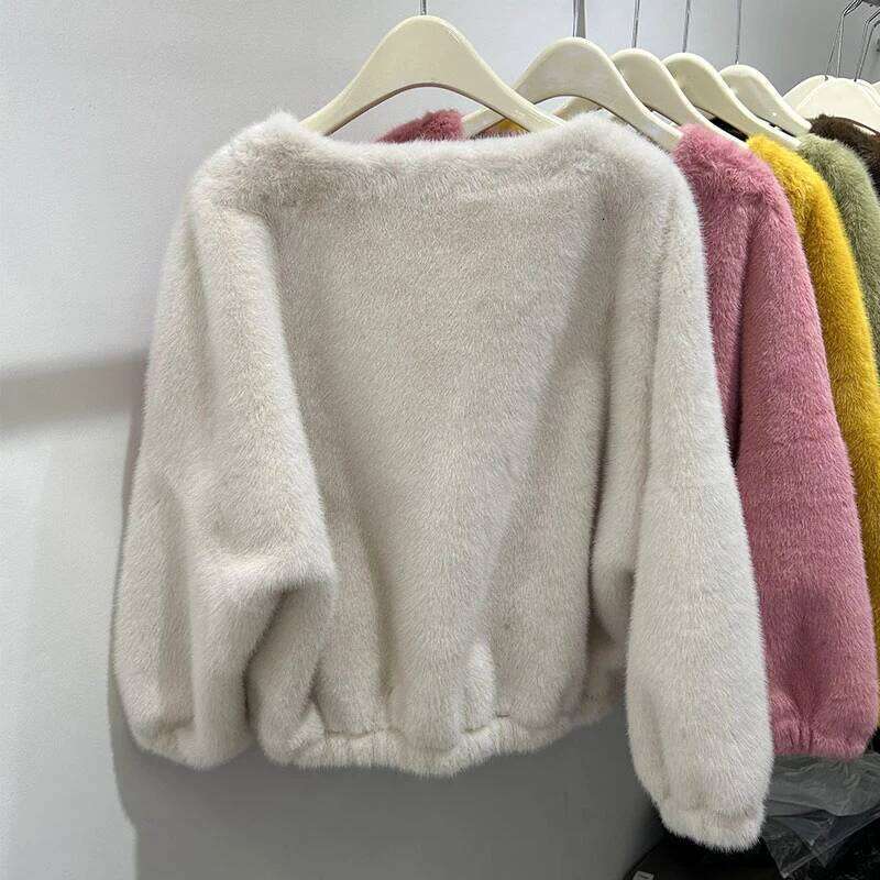 Korean Style Women's Autumn And Winter Faux Mink Fur Coats New High Quality Short Female Loose Thicken Warm Jacket Coat