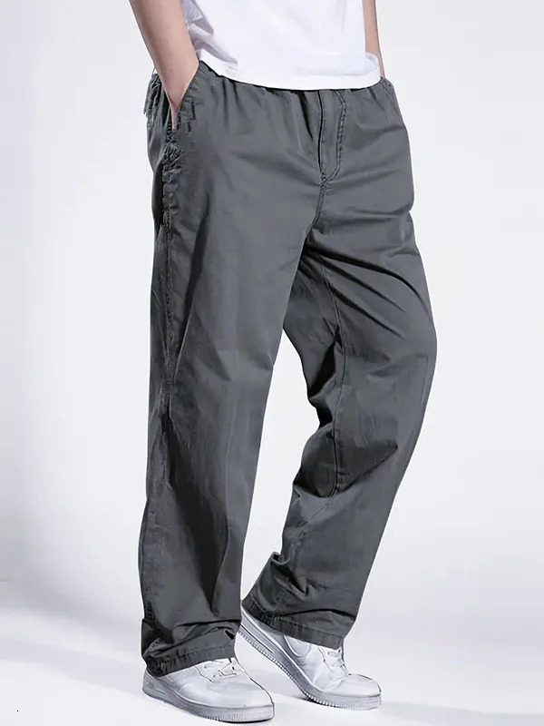 Mens loose straight oversized clothing gray casual workwear black runner cotton casual mens Trouser 250402