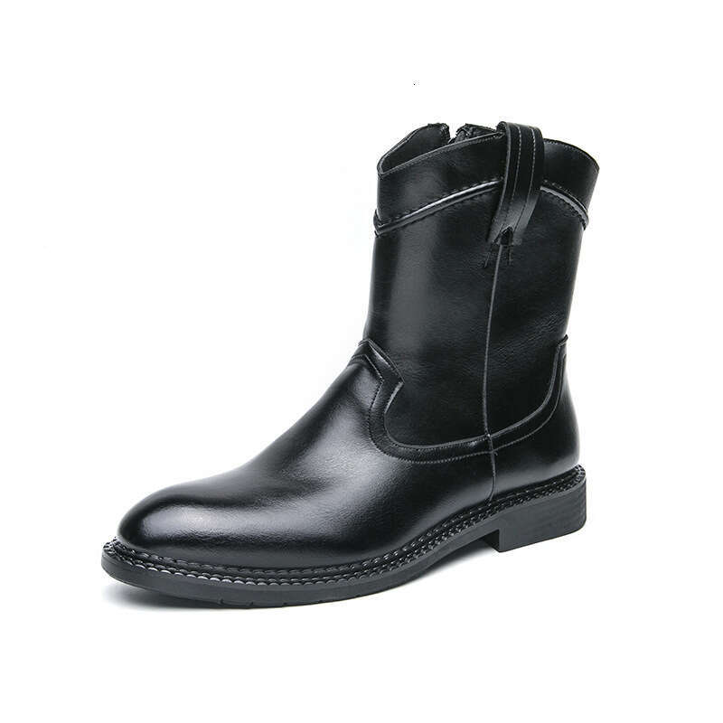 Large cowboy high top leather shoes, 2024 autumn and winter new Chelsea boots, pointed men's boots