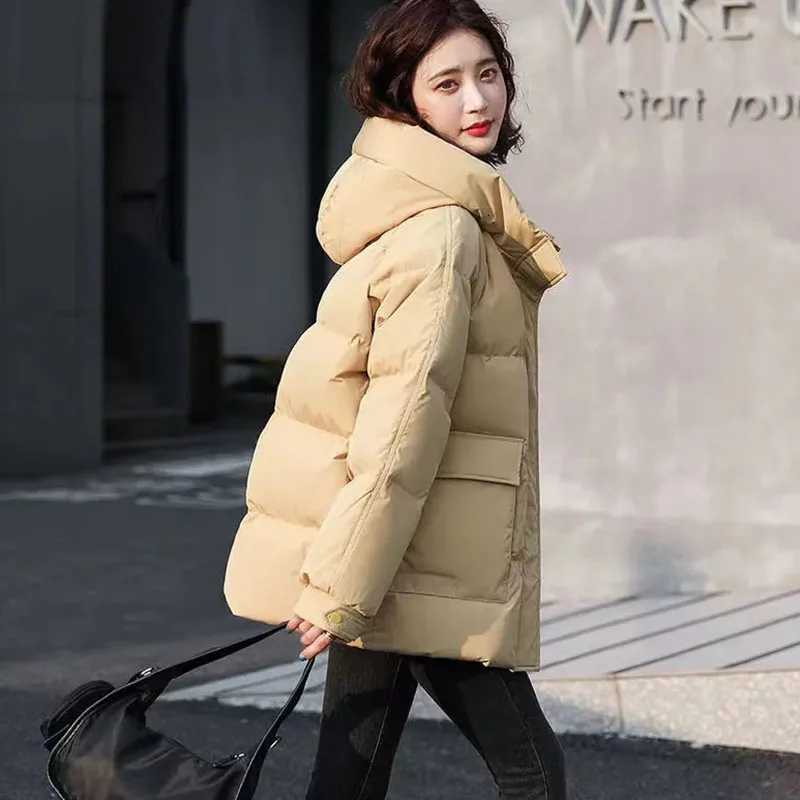 Womens Cotton-Padded Down Jacket Warm Cotton Jacket Korean Fashion Casual Cold Hooded Parker Outerwear WinterT251105