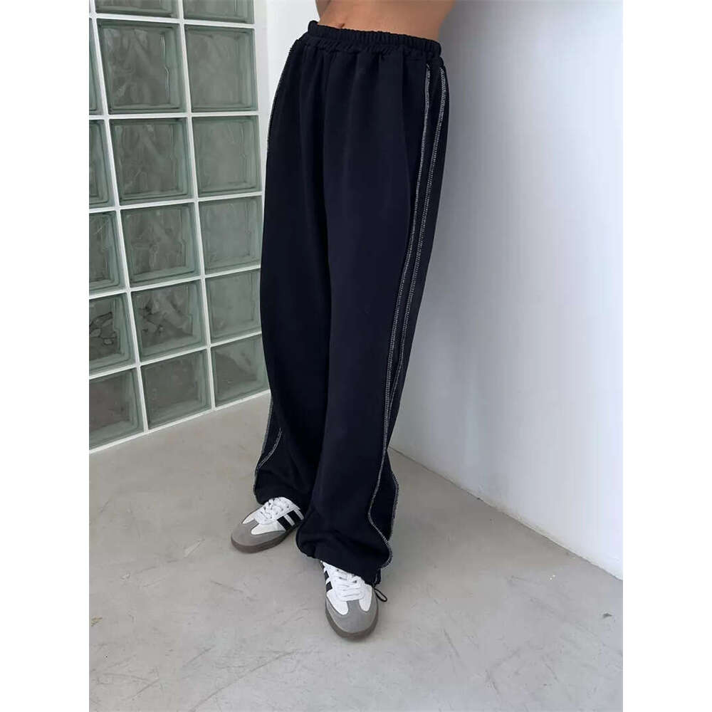 Amazon Cross-Border European And Women's American Street Style Loose Casual Pants Fashion Versatile Elastic Waist Sweatpants B5