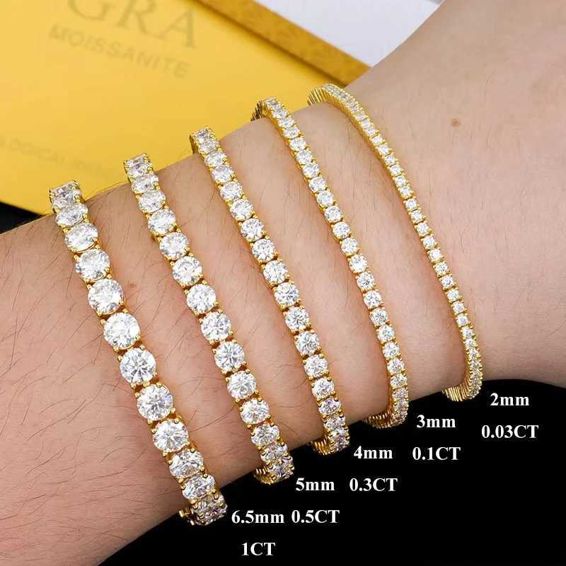 EWYA Real D Color Fl 2/2.5/3/4/5/6.5mm Moissanite Tennis Bracelet For Wen S925 Plated 18K Rose Gold Diamond Link BraceletsC250403