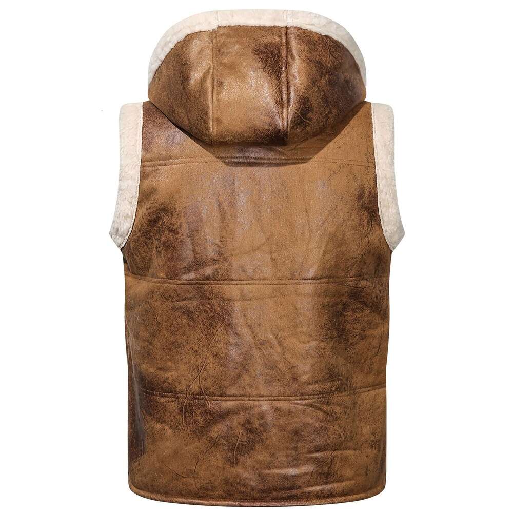 Warm Vest Warm Windproof Men's Fleece-Lined - Stylish Sleeveless With Zipper Pockets, Olive Green, Daily Comfort Vest Hooded Jacket | Functional 