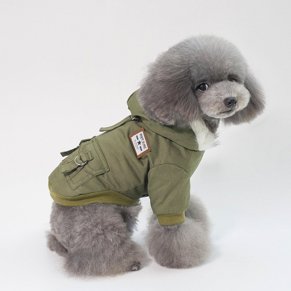 Fur-Lined Hooded Dog Parka with Utility Pockets, Warm Winter Coat for Small Dogs Like Poodle, Bichon Frise, Multi-Color Waterproof Jacket for Cold Wea