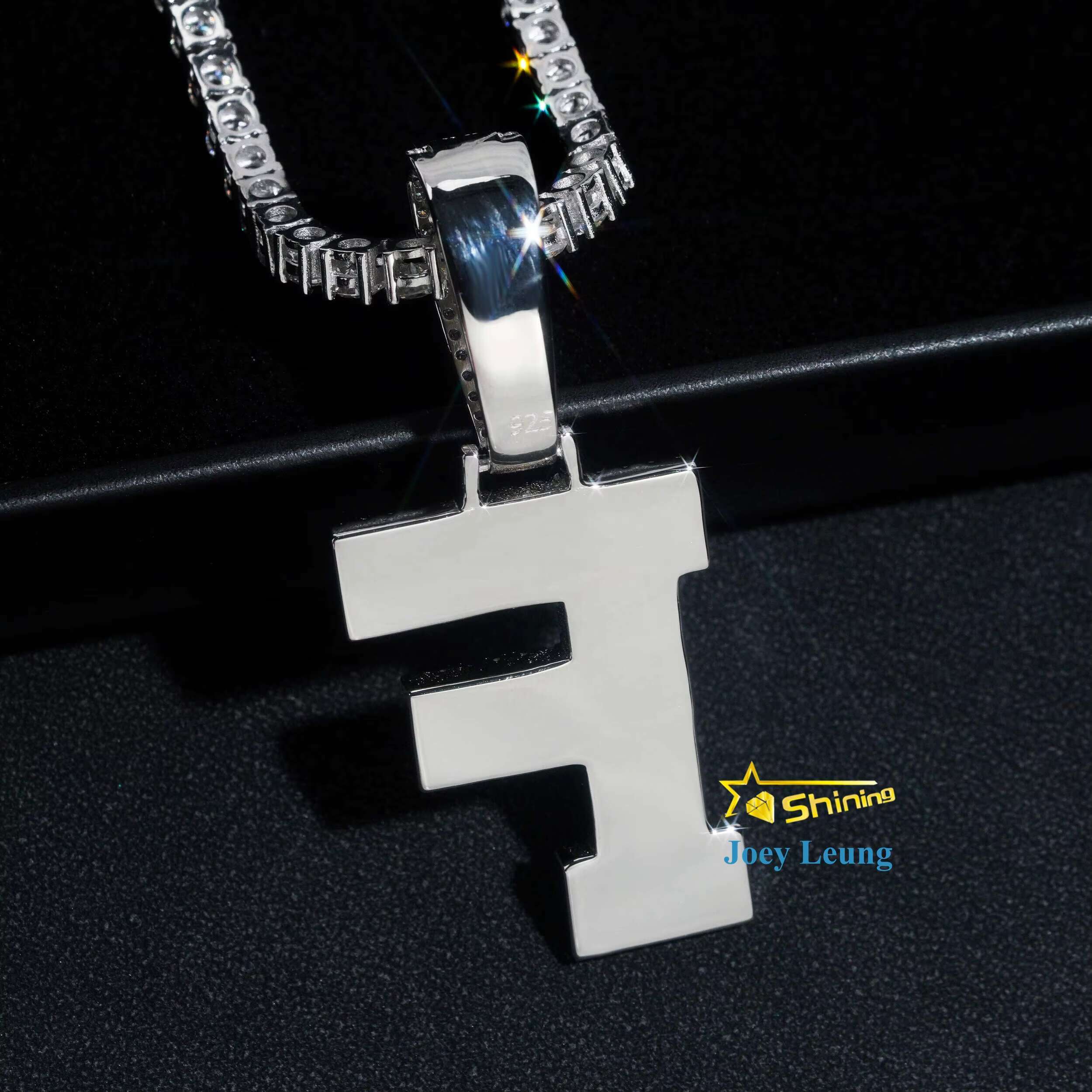 Iced Out Fine Jewelry 925 Sterling Silver Gold Plating VVS Diamond Necklace Initial Letter Moissanite Pendant Hiphop
