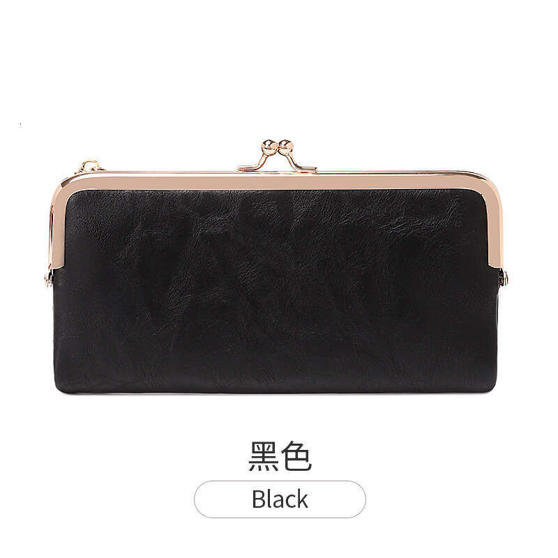 New Retro Clip Long Wallet Multifunctional Versatile Foldable Coin Purse Simple Portable Women's Clutch