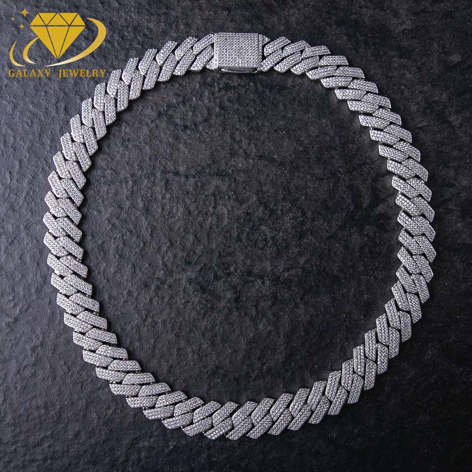 Mens Moissanite Jewelry 20mm Iced Out 925 Silver Prong Hip Hop Chain 3 Rows Full Moissanite Diamond Heavy Cuban Link Chain