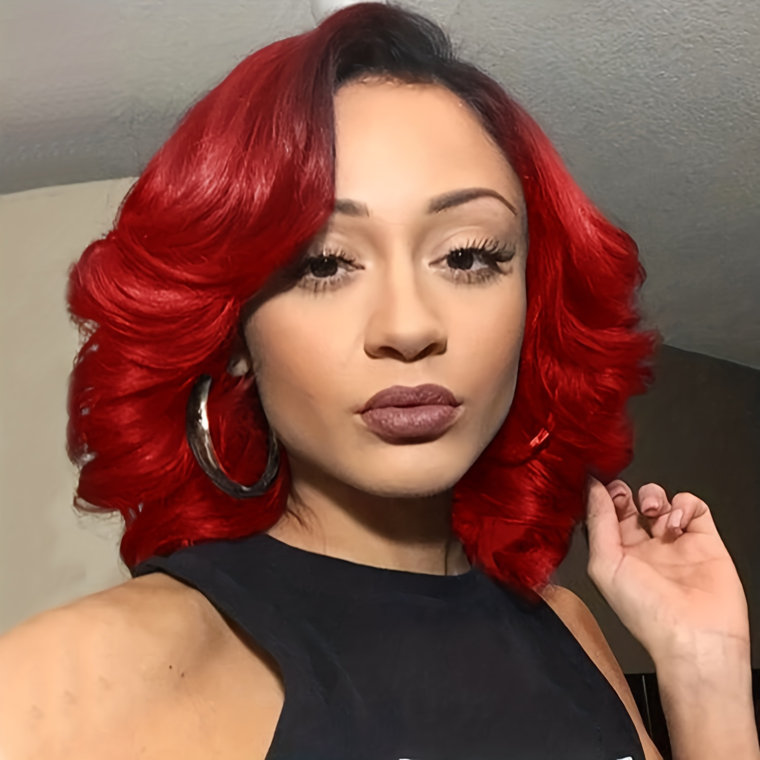 Amazon New Arrival Wigs European & American Women's Wigs Multi-Color Lace-Front Parted Natural Short Curly Wig Cap