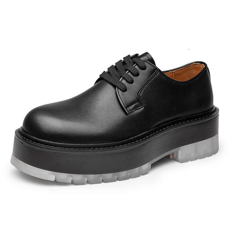 Jelly transparent big toe men's British style 2022 thick sole lace up hairstylist trendy business casual leather shoes