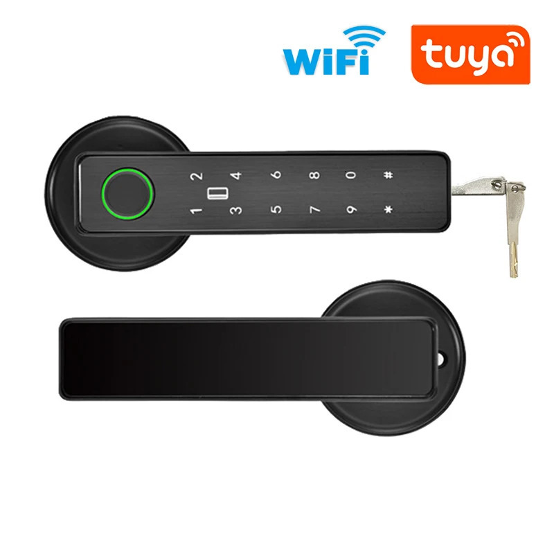 Tuya SmartLife APP WiFi Remote Control Smart Fingerprint Password RFID IC Card Lock Dead Bolt For Indoor Home Wooden Metal Door 250402
