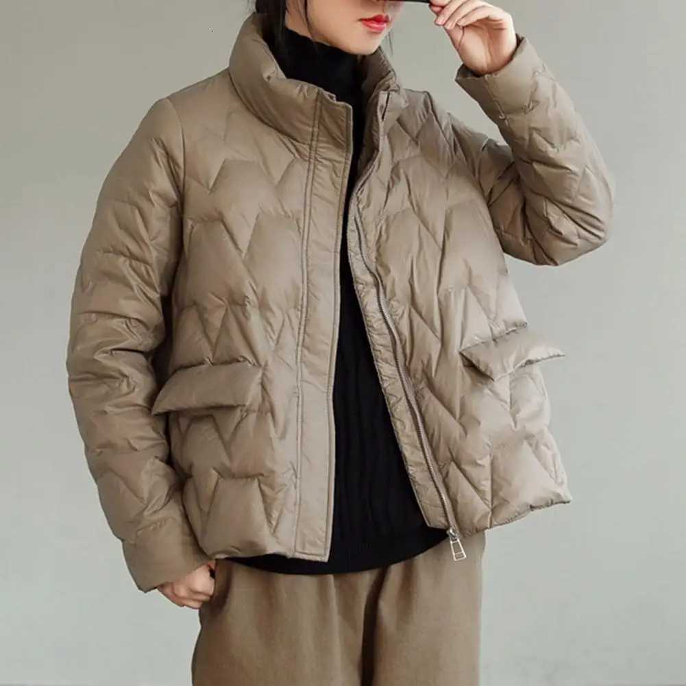 Winter Ultra Light Down Jacket Women Short Style Puffer Coat Jacket Zipper Closure All-Match Duck Down Wool Insulated Down CoatT251105