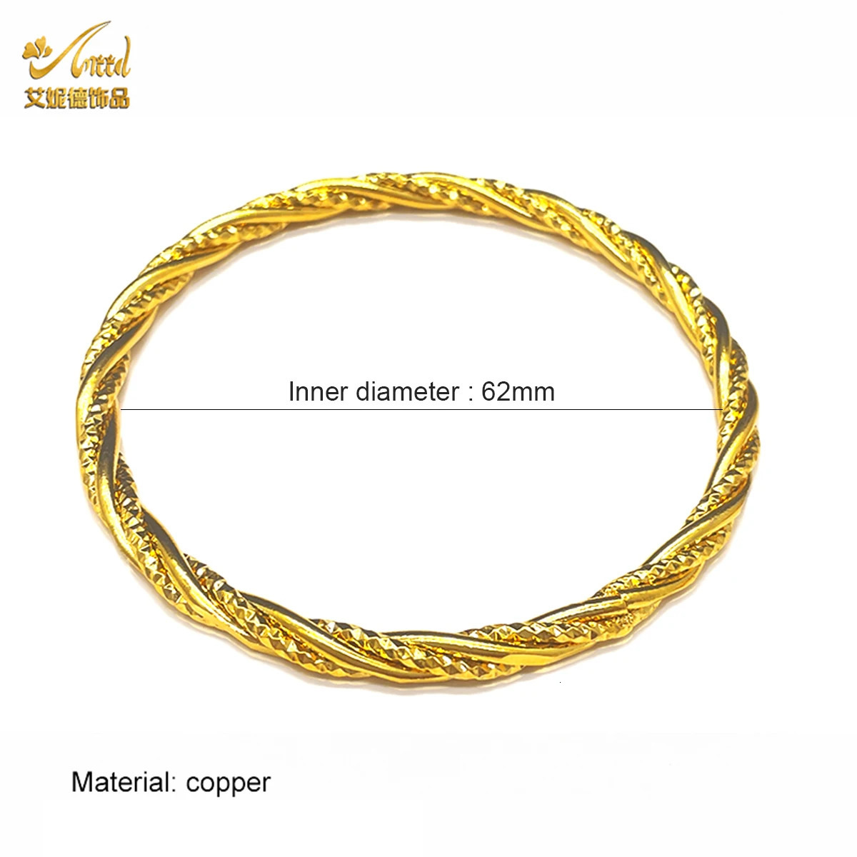 Dubai 24K Gold Color Bangle For Women African Jewellery Bracelets Brazilian Indian Wedding Bracelets Gifts 62mm 251031