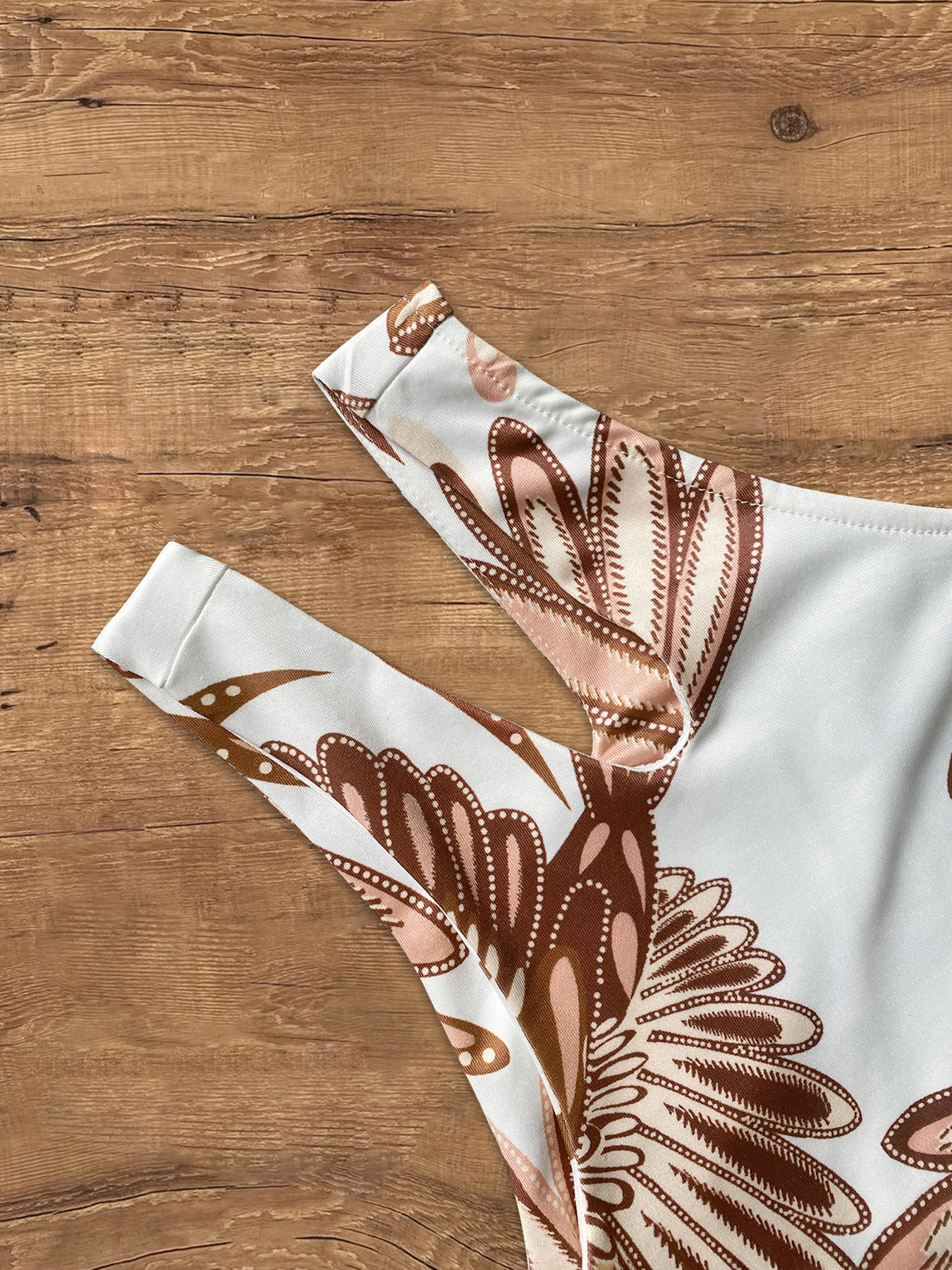 Chic Casual Wear for Her: Designer Polyblend Outfits Collection Rust-Colored Halterneck Blouse w/ Tapered Bottoms---1764