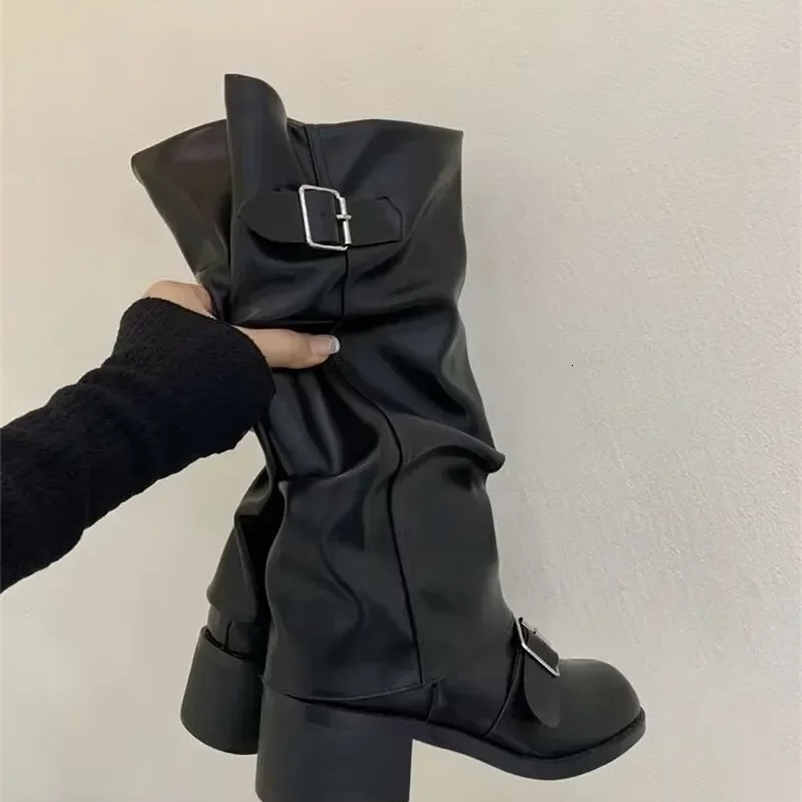 Womens Long Boots Autumn/Winter Womens Boots Long Tube Boots Round Head Western Knight Boots 251104