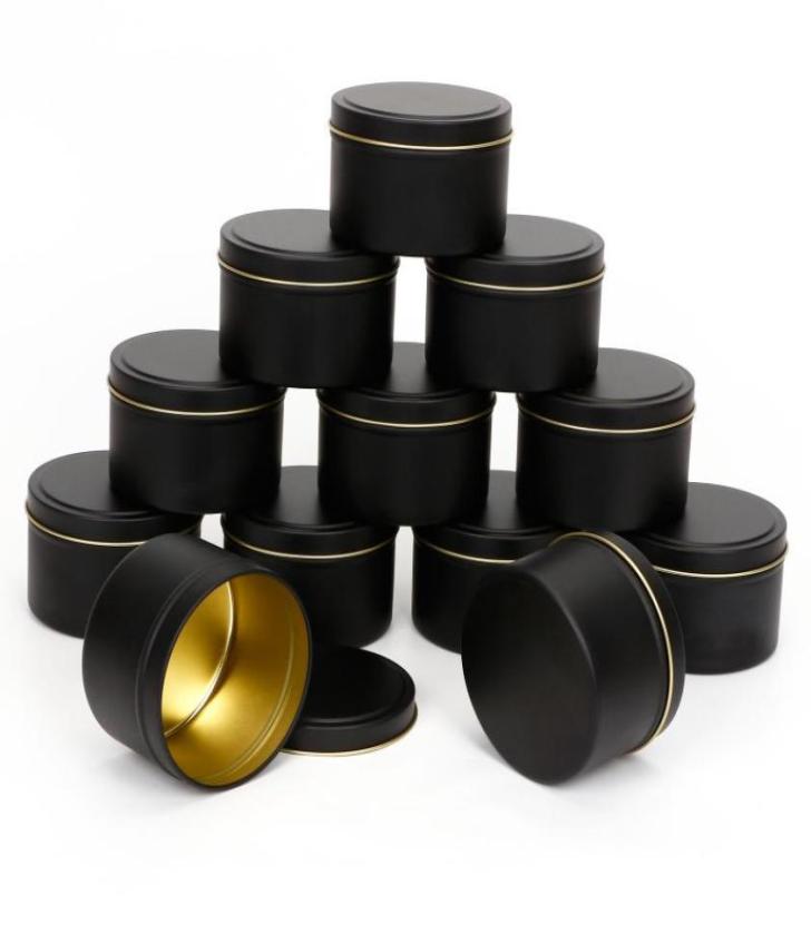 Storage Boxes Bins 4oz Luxury Round Black Candle Jars With Lid Bulk Container Tins Empty Box For DIY Salves Skin Care Beauty Sam2852972