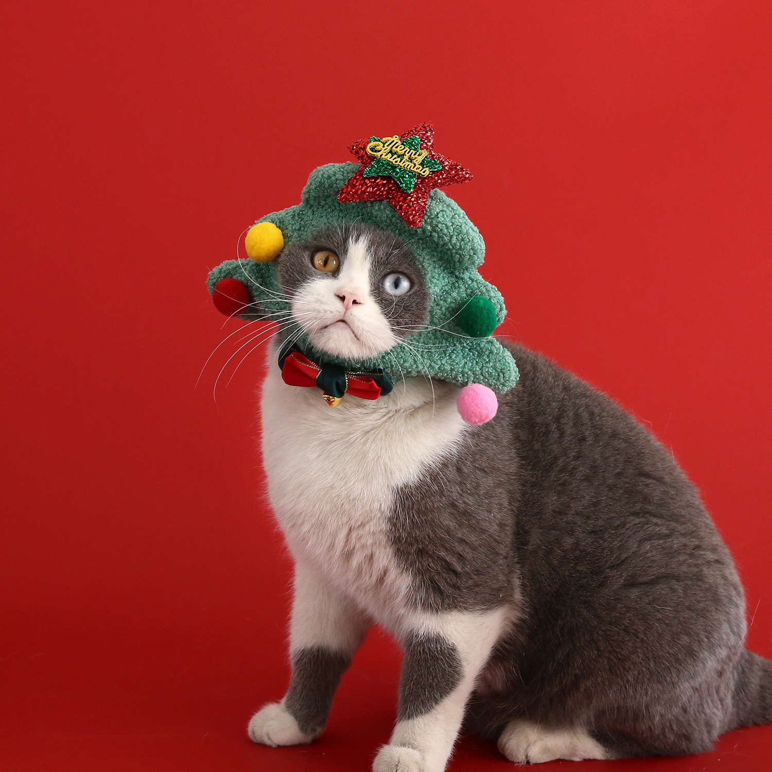 Free shipping Pet Supplies Cat Accessories 2025 New Pet Christmas Hat Small Dog Cat Plush Cartoon Snowman Christmas Tree Bell Cute Headset Hat