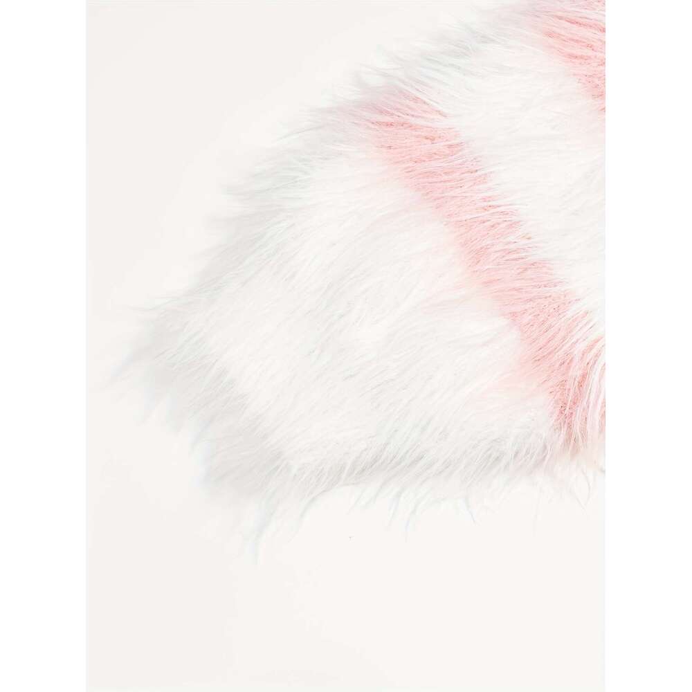 Women's Elegant Pink White Striped Faux Fur V-Neck Cardigan - Cozy Short For Fall/Winter, Soft & Stylish Layering Piece, Winter Jacket