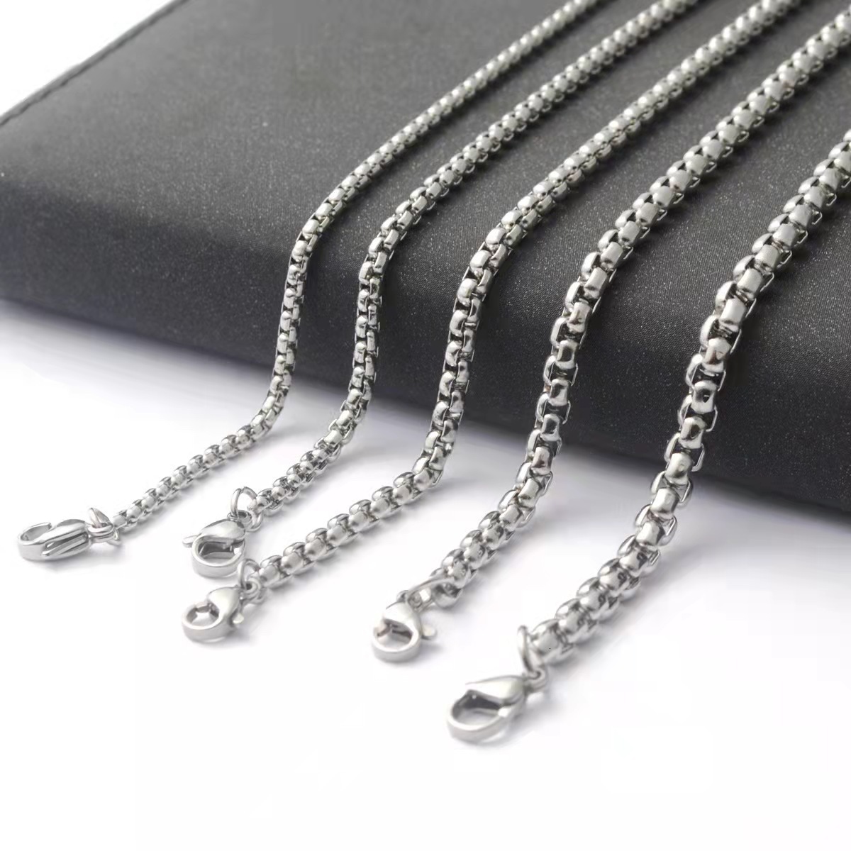Cross-Border Stainless Square Pearl Men's Titanium Steel Necklace Trendy Hip-Hop Punk Jewelry Sweater Chain