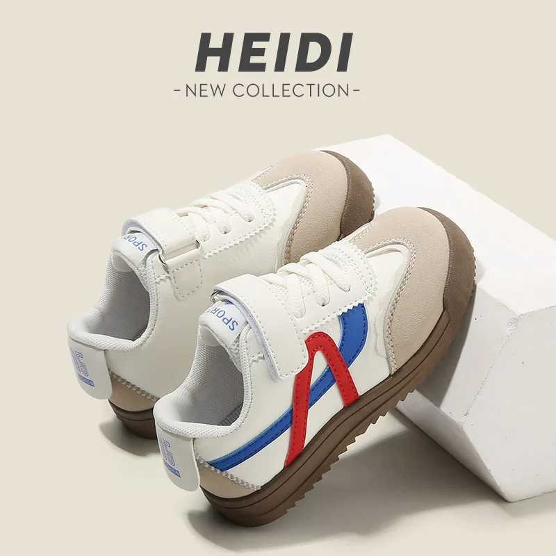 Spring Autumn Children Soft Soled Sneakers Casual Board Girls Forrest Gump Shoes Boys Color Blocked Low Top Velcro White ShoesT251105