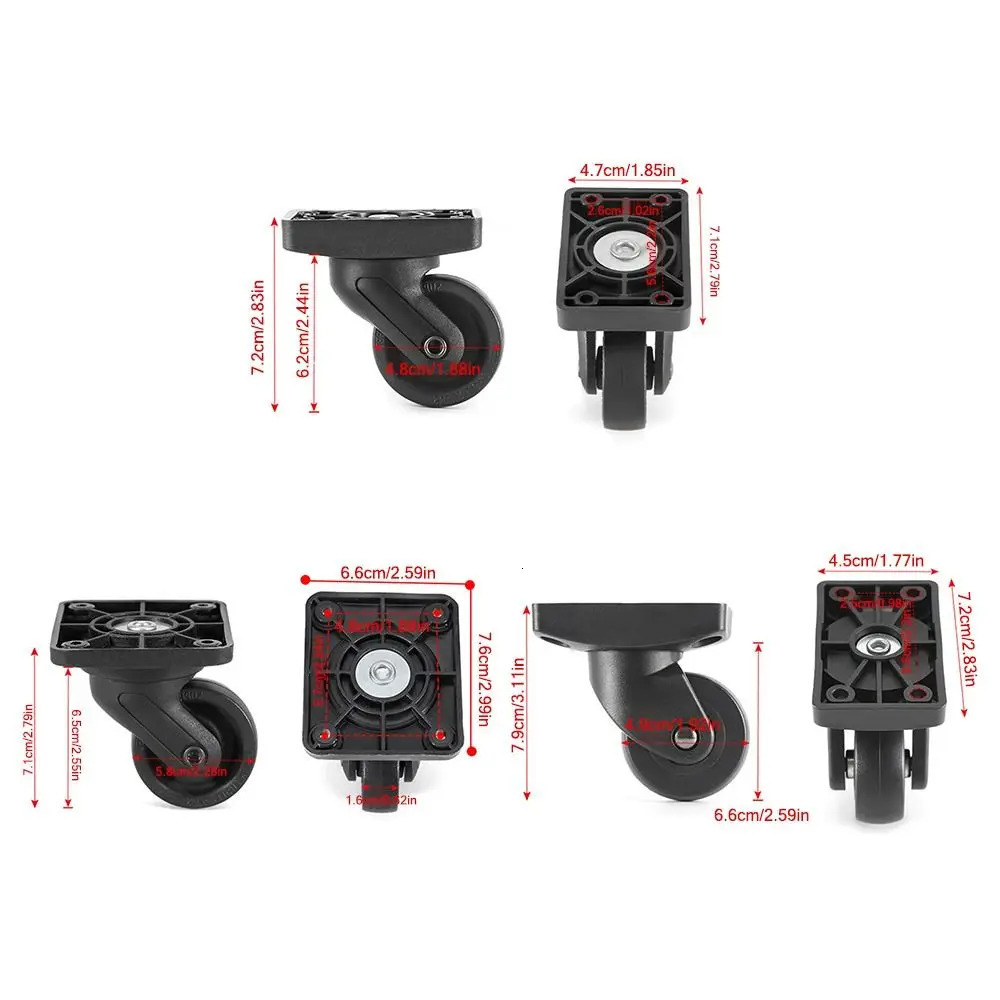 1Pc Luggage Universal Wheel Black Plastic Suitcase Pulley Replacement Trolley Suitcase Universal Wheel Durable Luggage Accessory 251031