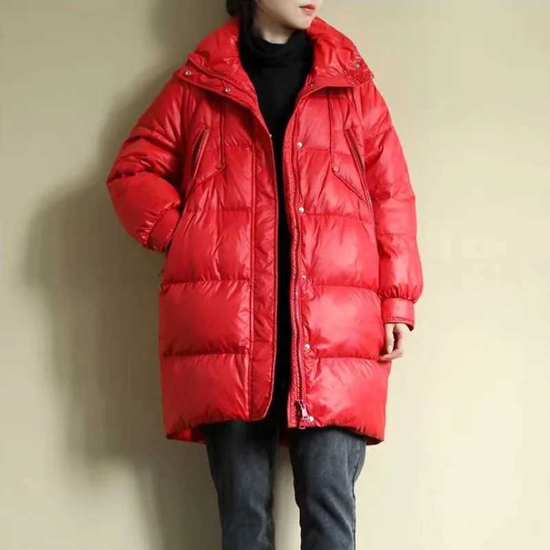 Winter Down Padded Jacket 2023 New Women Mid-length Thick Loose Large Size Coat Womens Clothing Fur Collar JacketT251105