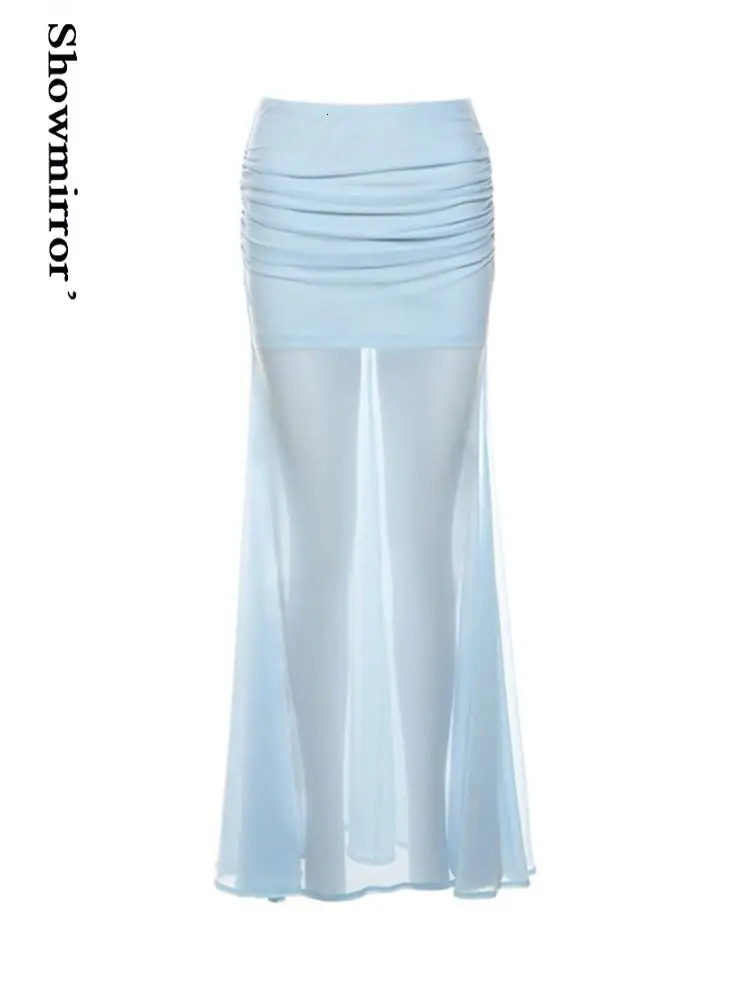 Womens Blue Transparent Party Long Dress Blue Dress Lace Long Dress Cute Kwai Set Y2K 250402