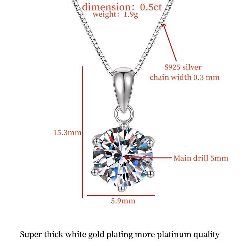 9 Wholesale 925 Sterling Silver Jewelry Box Chain Custom D Color Moissanite Pendant Necklace for Women Six Claw 1ct to 5ct
