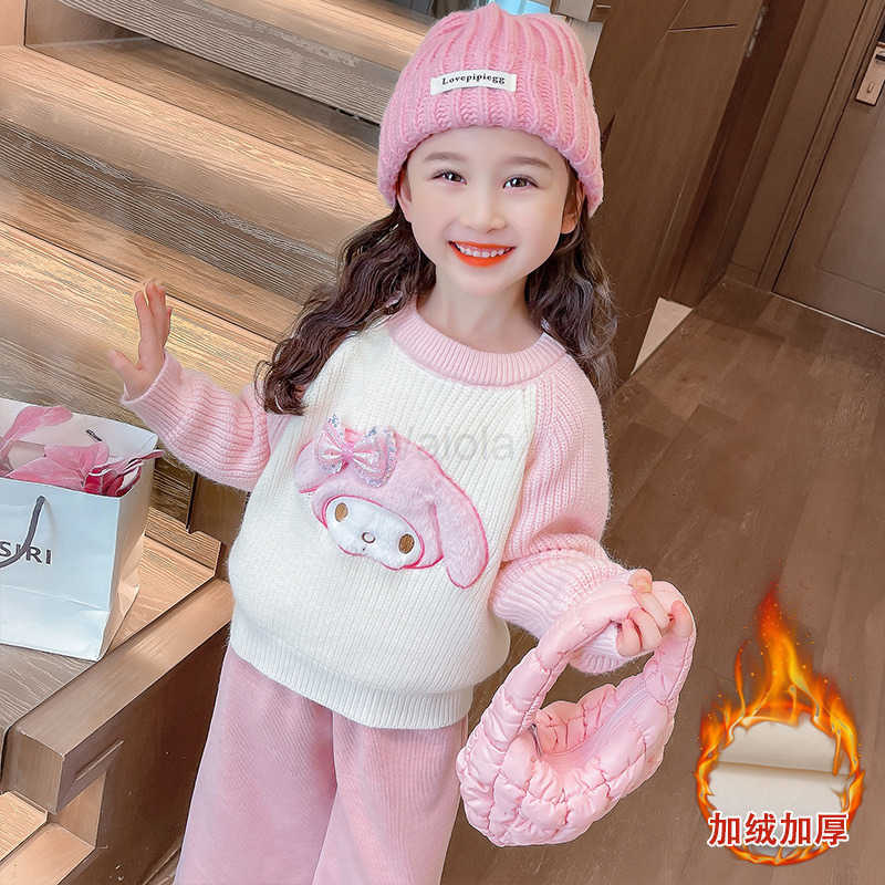 Sanrio Girls Sweater Autumn Winter 2025 New Fashionable Baby Girl Base Shirt Princess Childrens Knitted Top Winter H251105