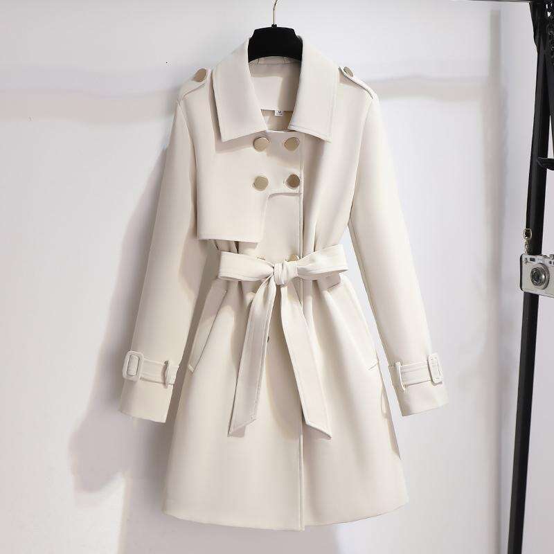 Windbreaker Jacket For Women, Petite Size, Spring And Autumn New Korean Style, Elegant Waist-Cinching Mid-Length British Style Coat B5