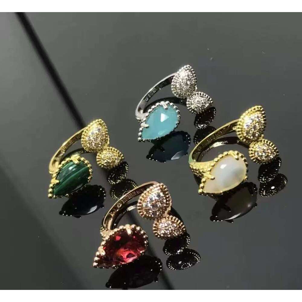 Luxury classic water drop designer ring for women 18K gold silver twist waterdrop rings with nature stone shine crystal cz zircon love nail ring jewelry